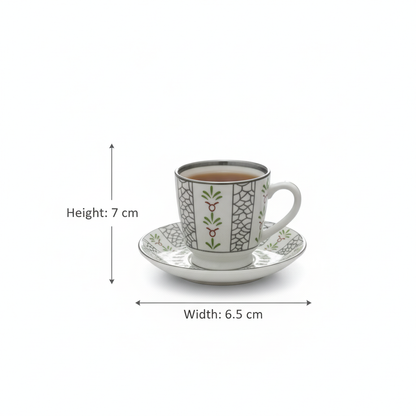 Cawa Tea Cups Set S/Line – 6 Cups with Saucers (130cc)