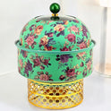 Floral Elegance Buffet Warmer with Gold Stand