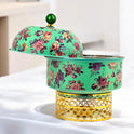 Floral Elegance Buffet Warmer with Gold Stand