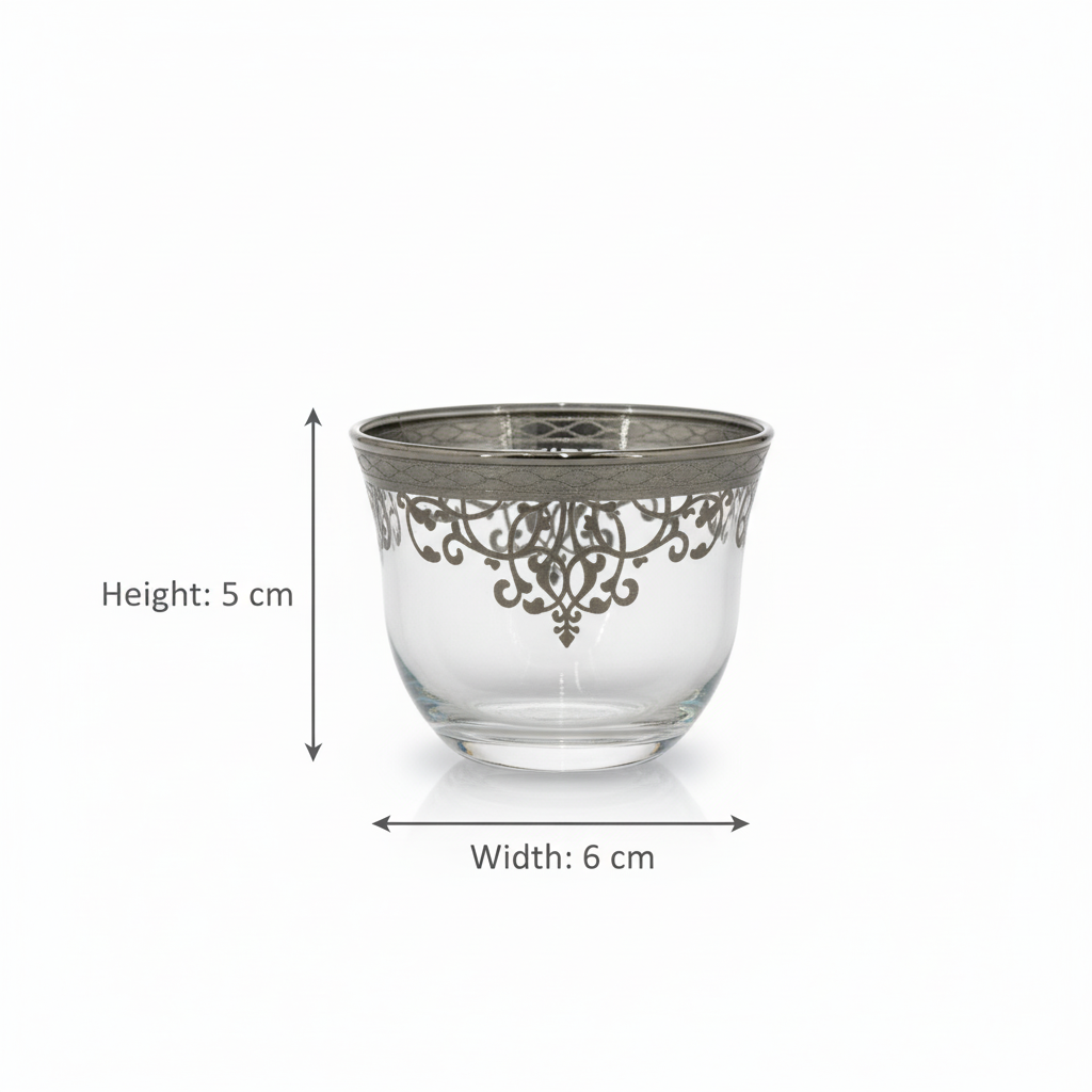 Cawa Arabic Coffee Cups Set Silver – 12 Pieces (80cc, Turkish Made)