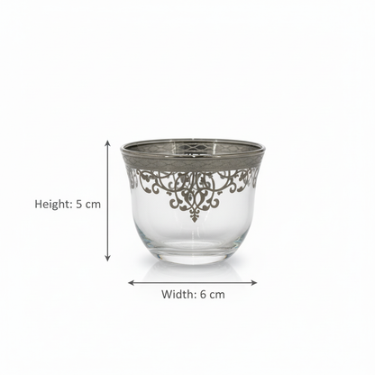 Cawa Arabic Coffee Cups Set Silver – 12 Pieces (80cc, Turkish Made)