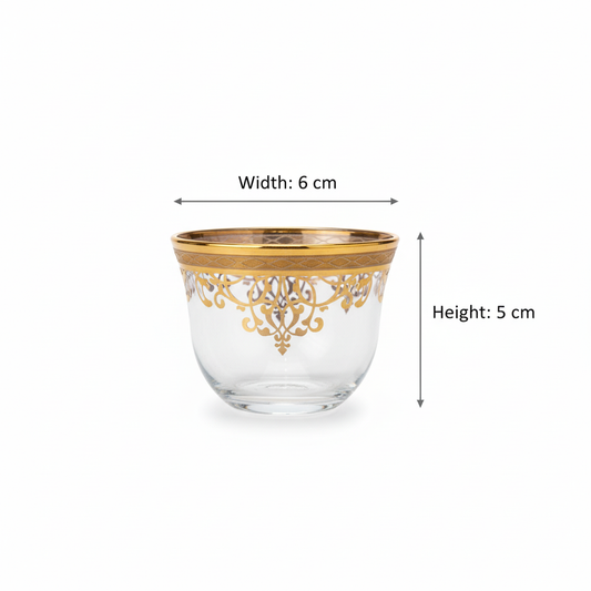 Cawa Arabic Coffee Cups Set Gold – 12 Pieces (80cc, Turkish Made)