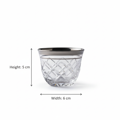 Cawa Arabic Coffee Cups Set Silver – 12 Pieces (80cc, Turkish Made)