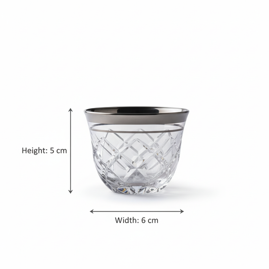 Cawa Arabic Coffee Cups Set Silver – 12 Pieces (80cc, Turkish Made)