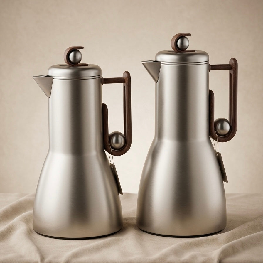 Al Marjan Flask Set M/Silver Wood - 1L + 1L - Mawaeen