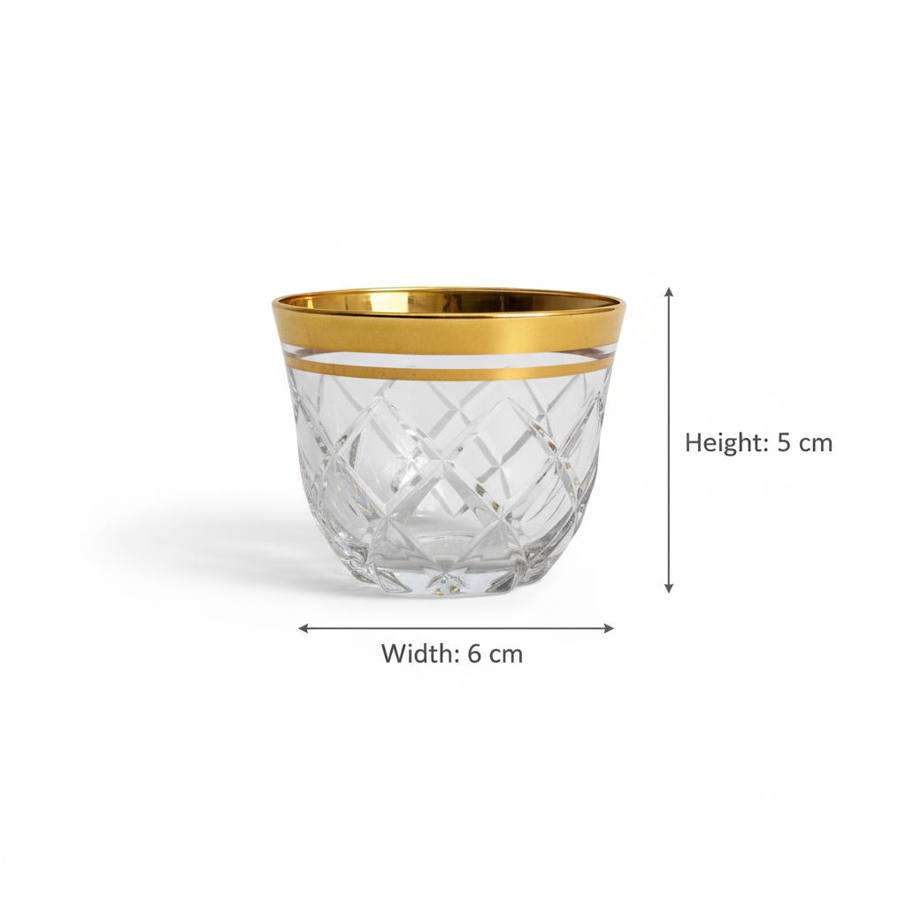 Cawa Arabic Coffee Cups Set Gold – 12 Pieces (80cc, Turkish Made)