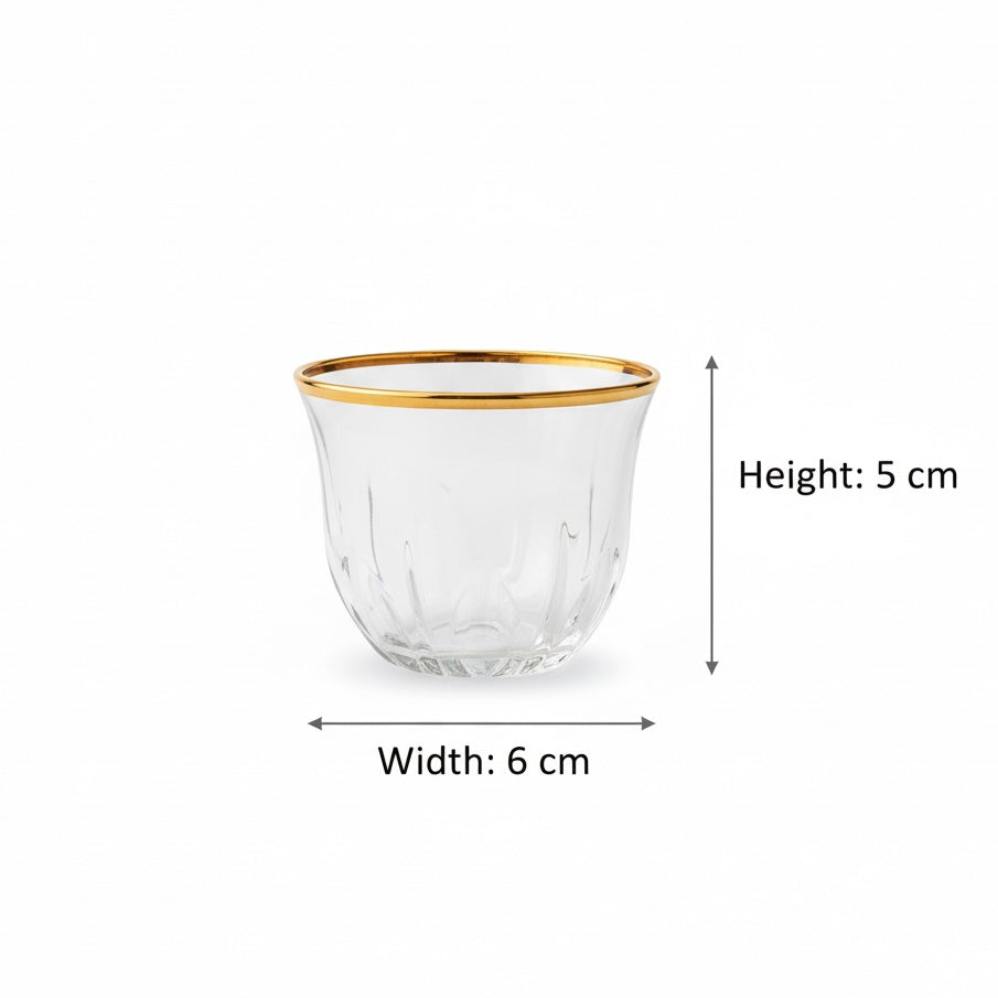 Cawa Arabic Coffee Cups Set Gold – 6 Pieces (80cc, Turkish Made)