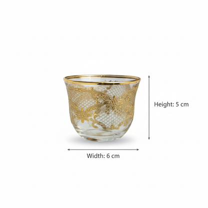 Cawa Arabic Coffee Cups Set Gold – 6 Pieces (80cc, Turkish Made)