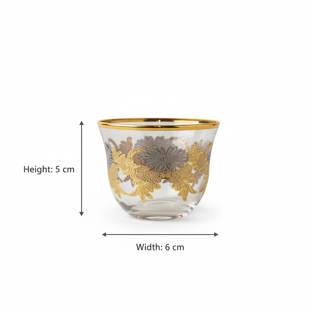 Cawa Arabic Coffee Cups Set platingold – 6 Pieces (80cc, Turkish Made)