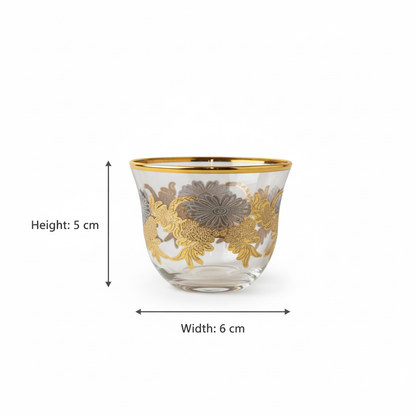 Cawa Arabic Coffee Cups Set platingold – 6 Pieces (80cc, Turkish Made)