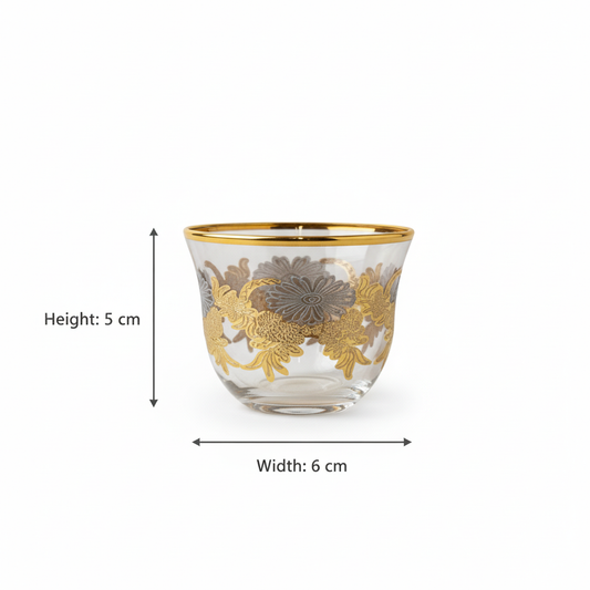 Cawa Arabic Coffee Cups Set platingold – 6 Pieces (80cc, Turkish Made)