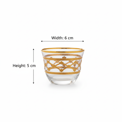 Cawa Arabic Coffee Cups Set Gold – 6 Pieces (80cc, Turkish Made)