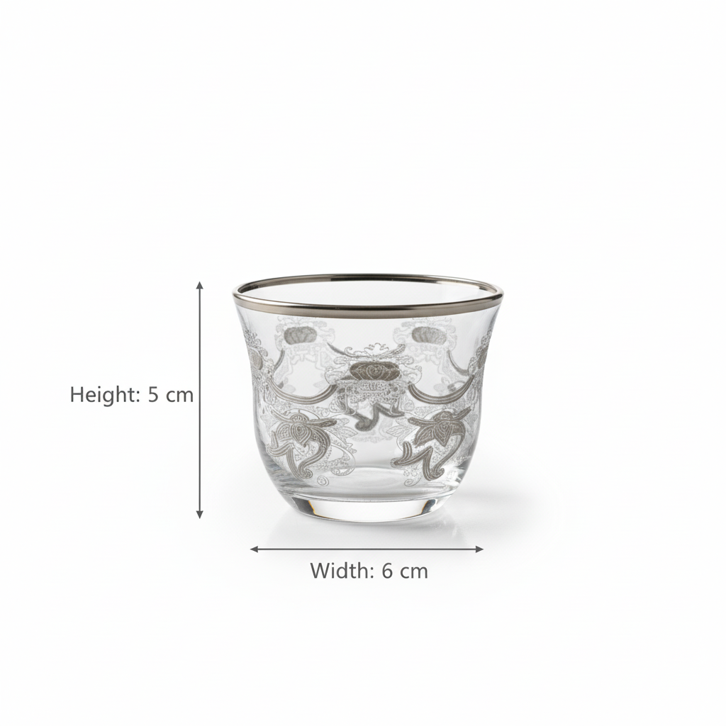 Cawa Arabic Coffee Cups Set Silver – 6 Pieces (80cc, Turkish Made)