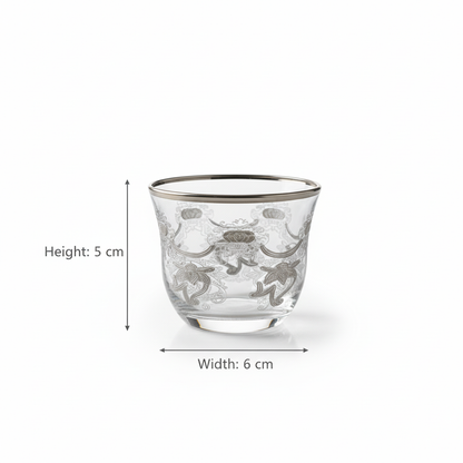 Cawa Arabic Coffee Cups Set Silver – 6 Pieces (80cc, Turkish Made)