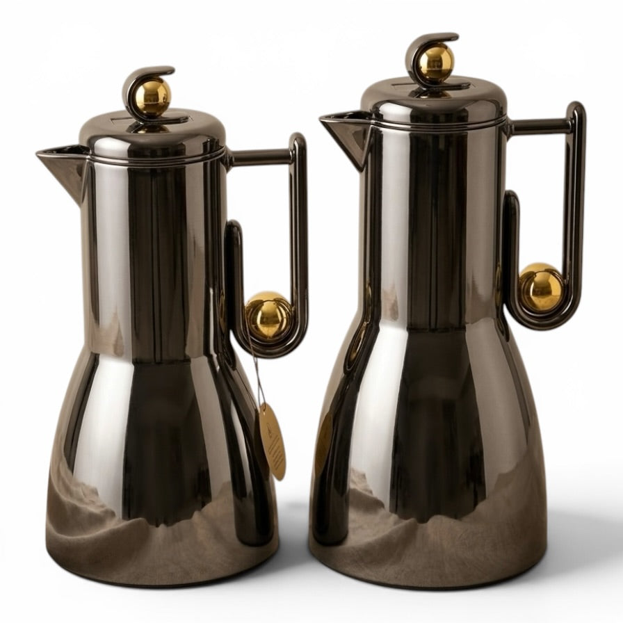 Al Marjan Flask Set Chrome/Gold- 1L + 1L - Mawaeen