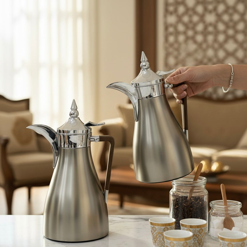 Regal Elegant Arabic Dallah Set – Modern Tapered Silhouette (1L + 1L)