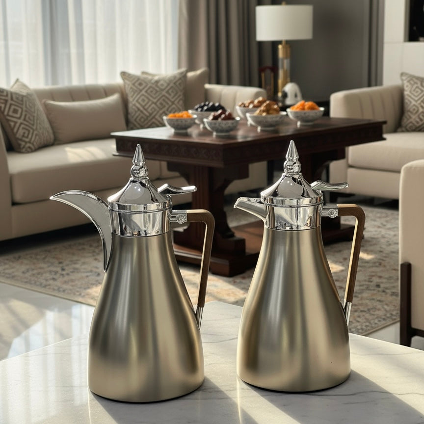 Regal Elegant Arabic Dallah Set – Modern Tapered Silhouette (1L + 1L)