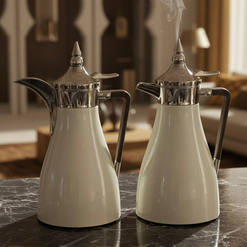 Regal Elegant Arabic Dallah Set – Modern Tapered Silhouette (1L + 1L) - Mawaeen