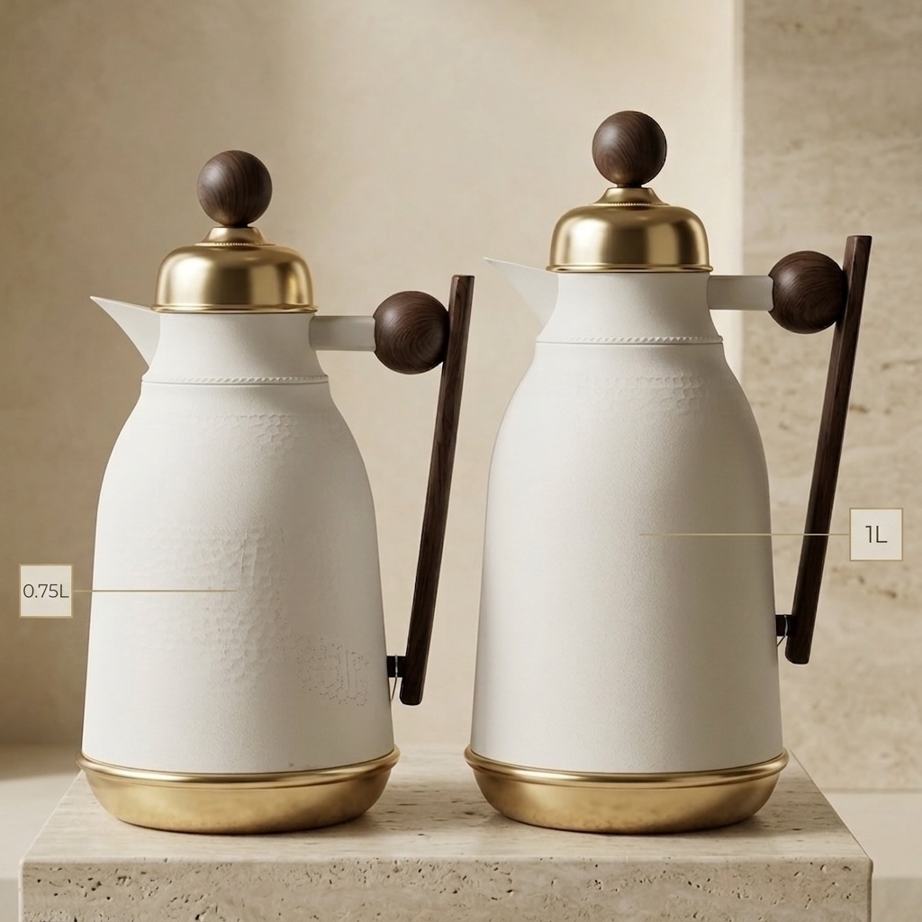 Premium Vacuum Flask Set with Wooden Accent (0.75L & 1L)