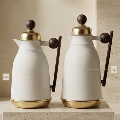 Premium Vacuum Flask Set with Wooden Accent (0.75L & 1L)