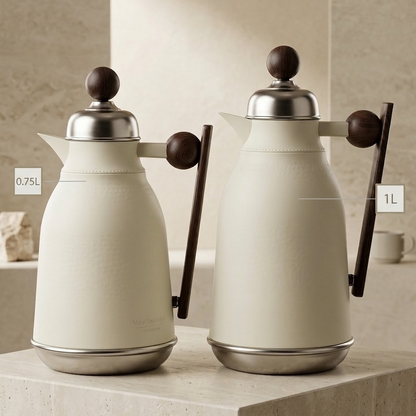 Luxury Modern Thermal Flask Set with Wooden Accent (0.75L & 1L)