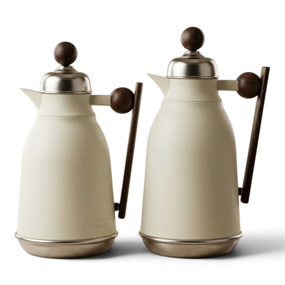 Luxury Modern Thermal Flask Set with Wooden Accent (0.75L & 1L)
