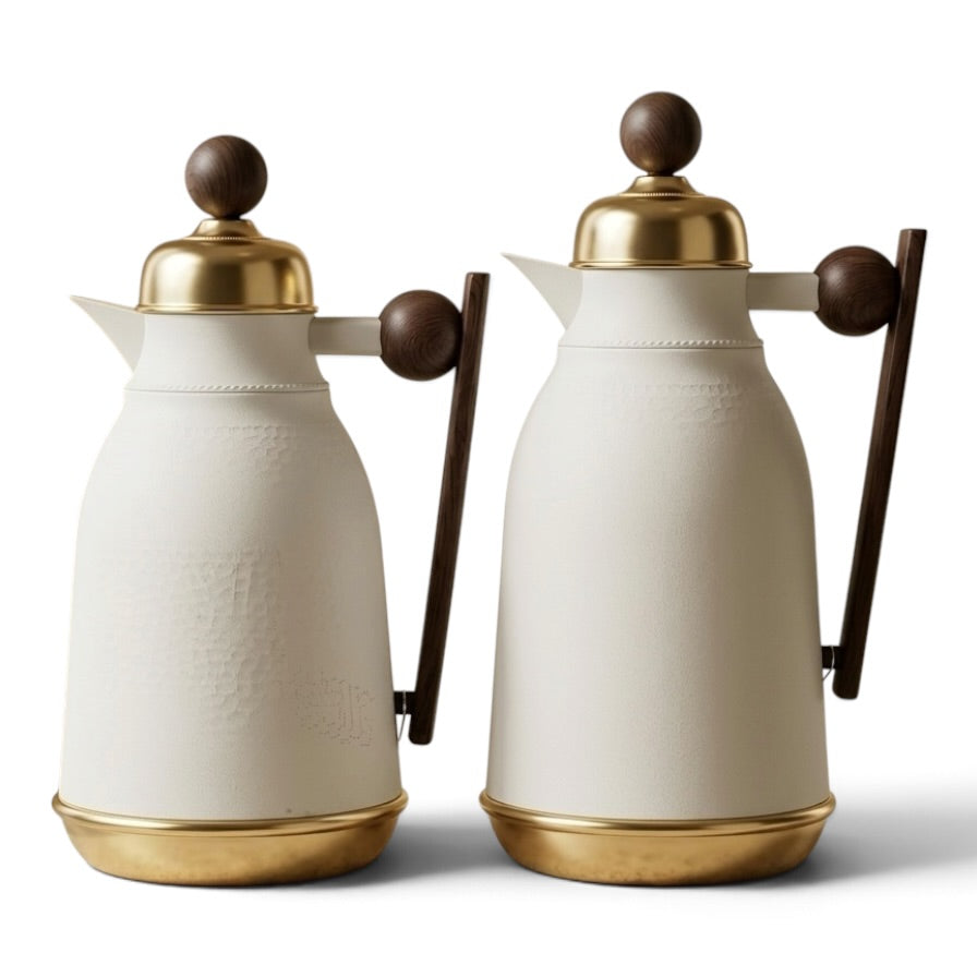 Premium Vacuum Flask Set with Wooden Accent (0.75L & 1L)