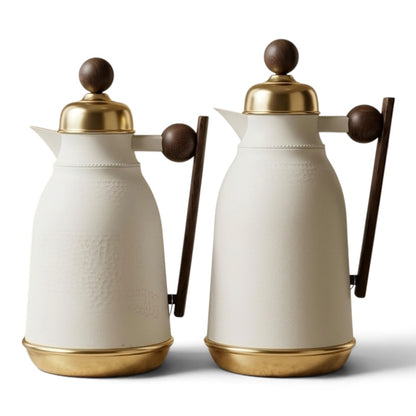 Premium Vacuum Flask Set with Wooden Accent (0.75L & 1L)