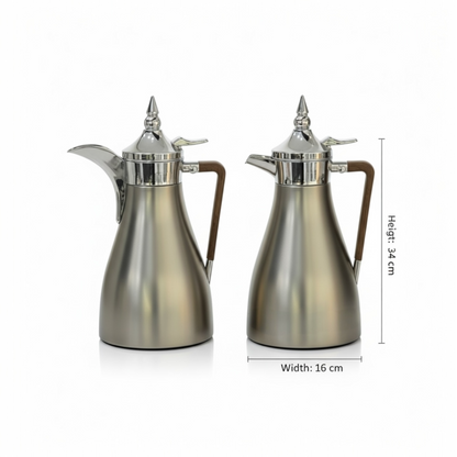 Regal Elegant Arabic Dallah Set – Modern Tapered Silhouette (1L + 1L)