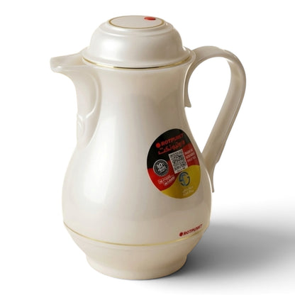 Rotpunkt German Vacuum Flask – Pearl White Tone & Gold Trim (0.5 Liter)