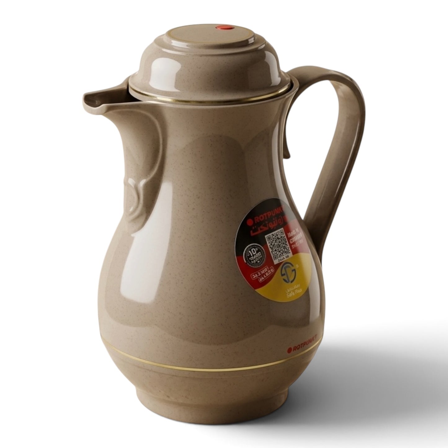 Rotpunkt German Vacuum Flask – Brown with Gold Trim (1.0 Liter)