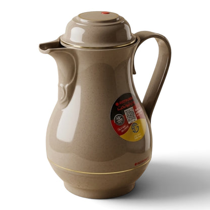 Rotpunkt German Vacuum Flask – Speckled Taupe & Gold Trim (0.5 Liter)