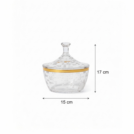 Premium Acrylic Date Bowl with Lid G/Line – Elegant Serving Piece (S)