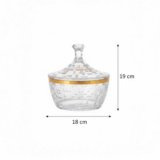 Premium Acrylic Date Bowl with Lid G/Line – Elegant Serving Piece (M)