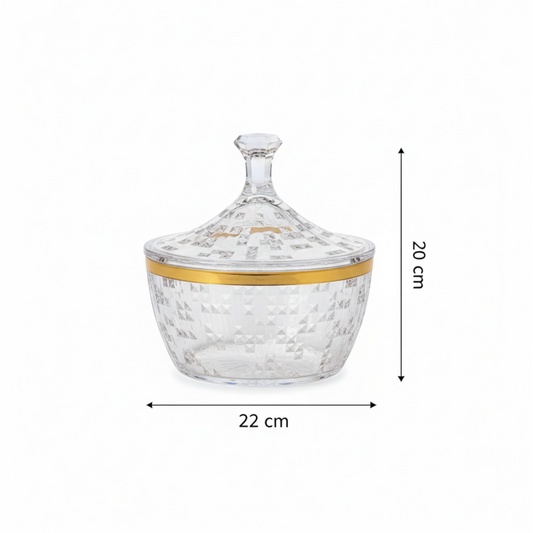 Premium Acrylic Date Bowl with Lid G/Line – Elegant Serving Piece (L)