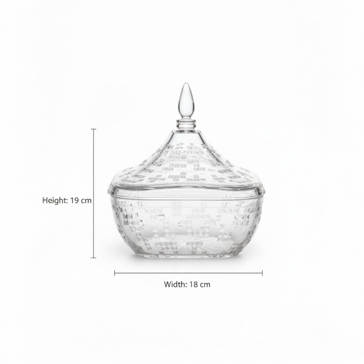 Square Acrylic Date Bowl with Lid – Modern Diamond-Cut Design (M)