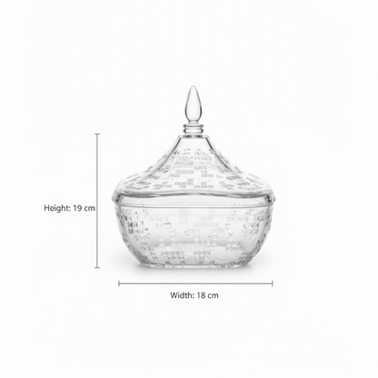 Square Acrylic Date Bowl with Lid – Modern Diamond-Cut Design (M)