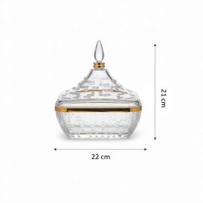 Square Acrylic Date Bowl with Lid G/Line – Modern Diamond-Cut Design (L)
