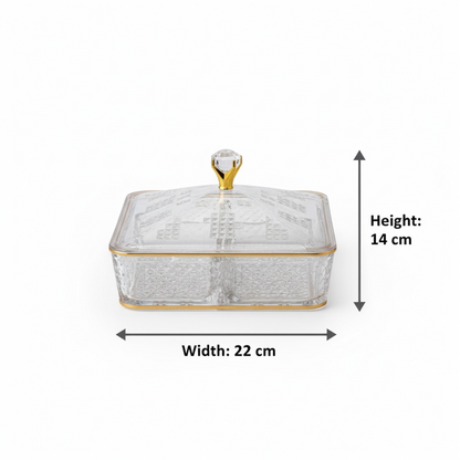 Elegant Acrylic Candy Box D/4 with Lid – Square Design G/Line (S)