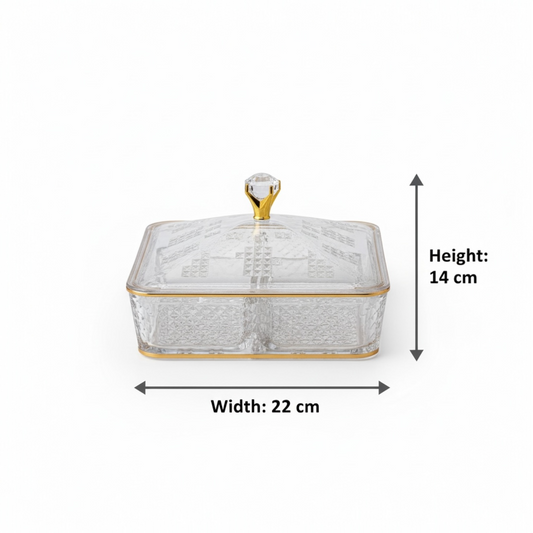 Elegant Acrylic Candy Box D/4 with Lid – Square Design G/Line (S)