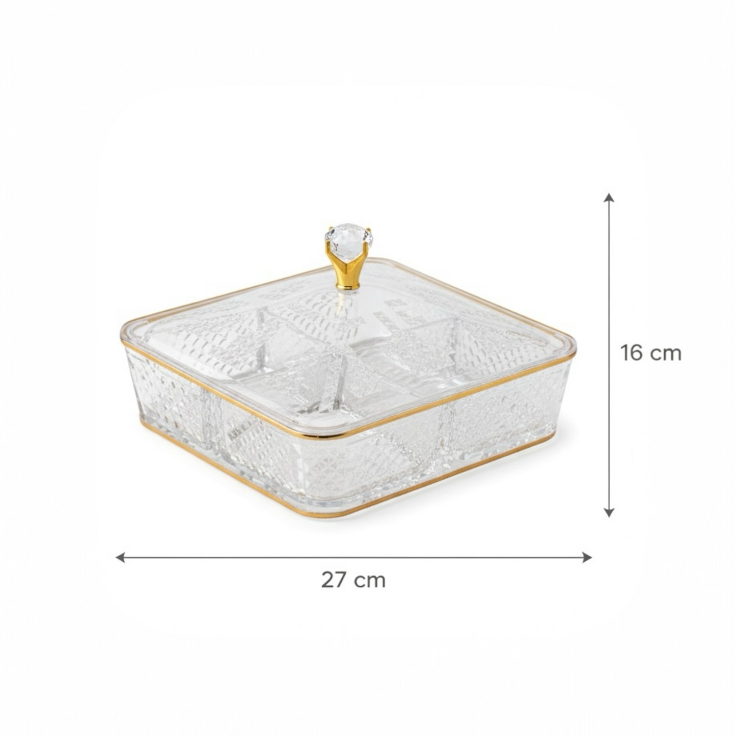 Elegant Acrylic Candy Box D/4 with Lid – Square Design G/Line (L)