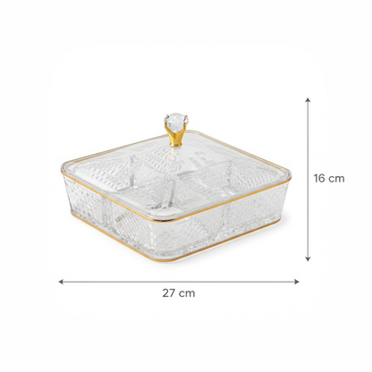 Elegant Acrylic Candy Box D/4 with Lid – Square Design G/Line (L)