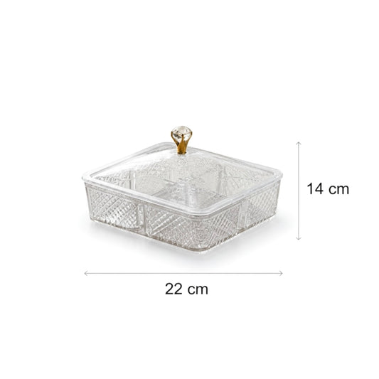 Elegant Acrylic Candy Box D/4 with Lid – Square Design (S)