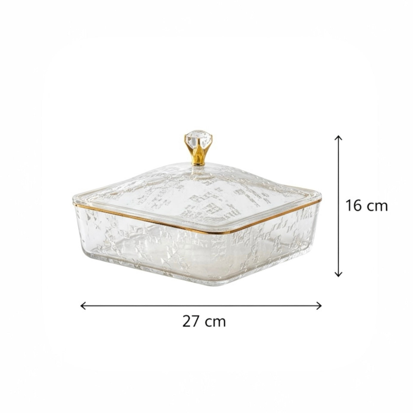 Elegant Acrylic Candy Box with Lid – Square Design G/Line (L)