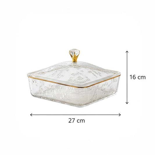 Elegant Acrylic Candy Box with Lid – Square Design G/Line (L)