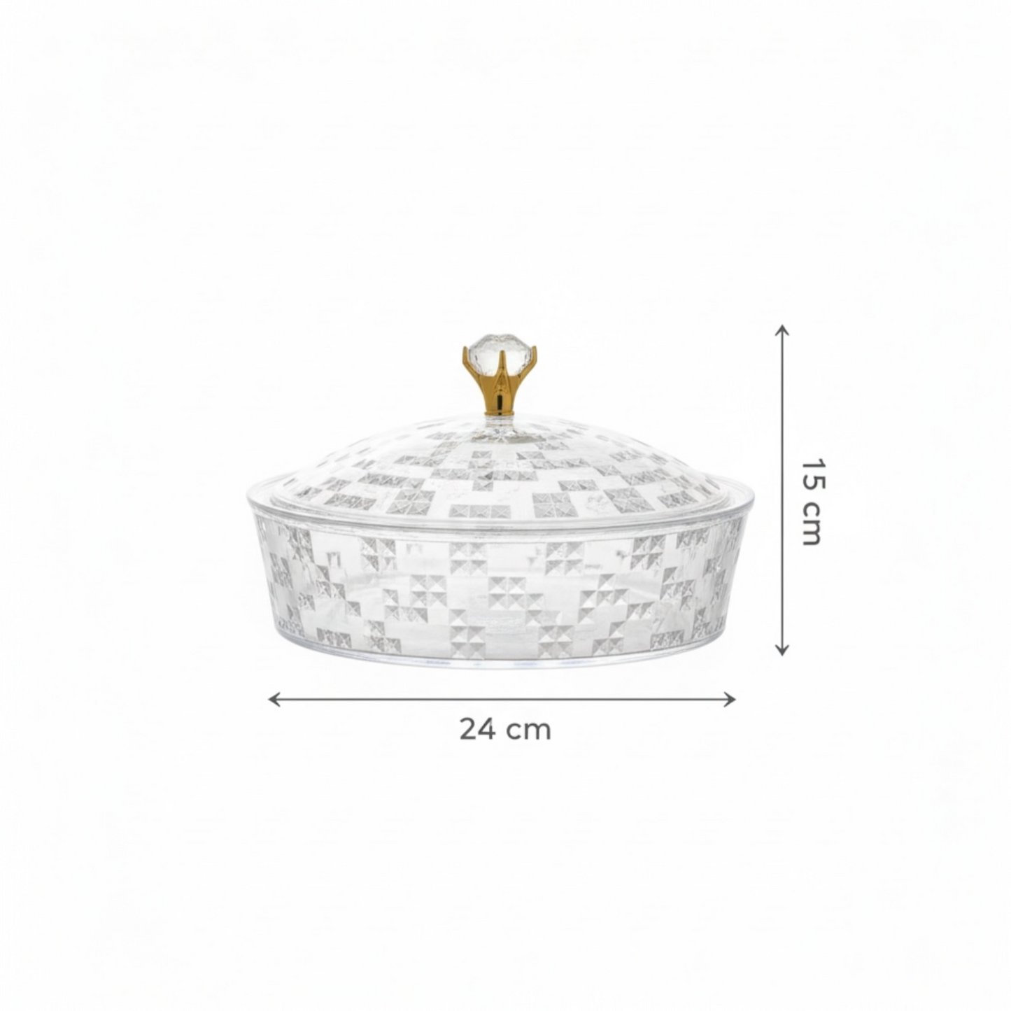 Luxury Round Acrylic Candy Box with Lid – Elegant Crystal Design (S)