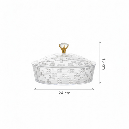Luxury Round Acrylic Candy Box with Lid – Elegant Crystal Design (S)