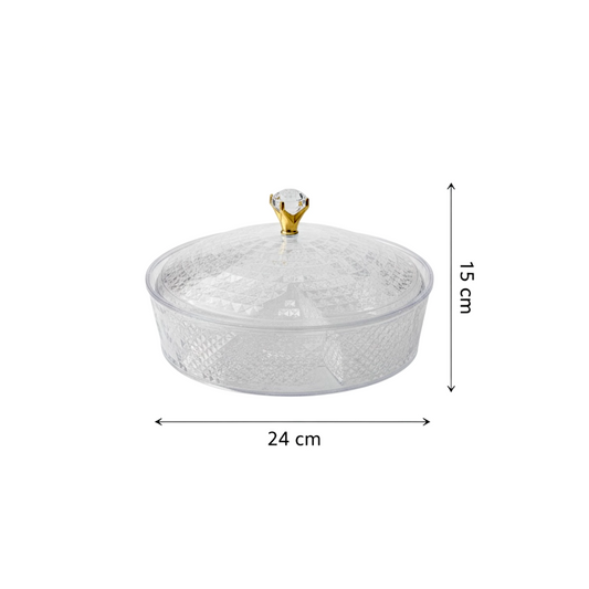 Luxury Round Acrylic Candy Box D/4 with Lid – Elegant Crystal Design (S)