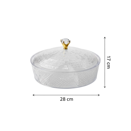 Luxury Round Acrylic Candy Box D/4 with Lid – Elegant Crystal Design (L)