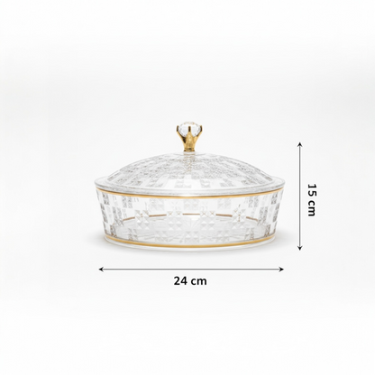 Luxury Round Acrylic Candy Box with Lid – Elegant Crystal Design G/Line (S)